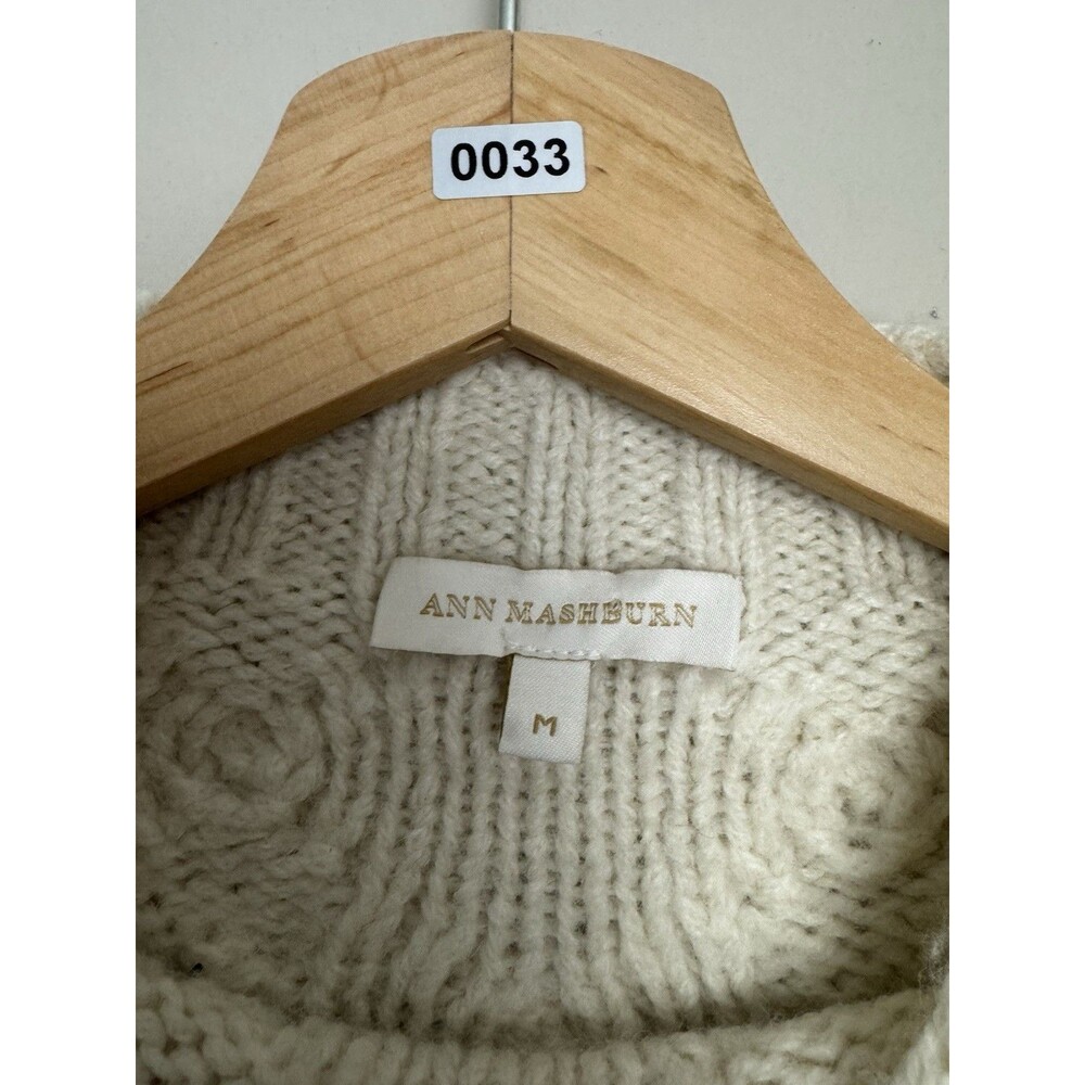 Ann Mashburn Womens Sweater Size Mredium Mock Neck Cream Wool Baby Alpaca - Picture 3 of 4
